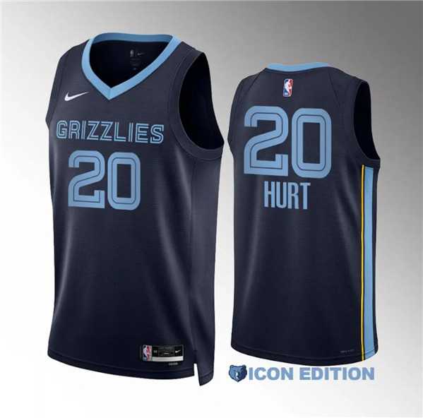 Men%27s Memphis Grizzlies #20 Matthew Hurt Navy Icon Edition Stitched Jersey Dzhi